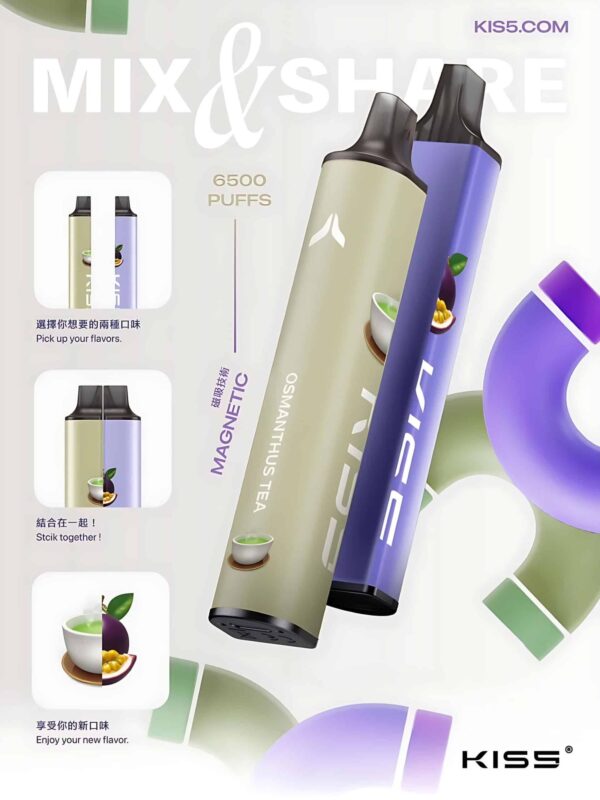 KIS5 6500口拋棄式電子煙 鎧斯一次性煙桿 MIX&SHARE 客製化享受